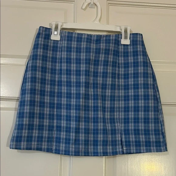 Blue Plaid Mini Skirt - Picture 1 of 5